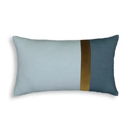 deco coussin soldes pas cher Housse de coussin rectangulaire bleu gris doré