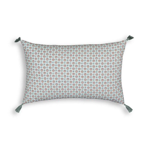 deco coussin soldes pas cher Housse de coussin coton lavé imprimé Céladon