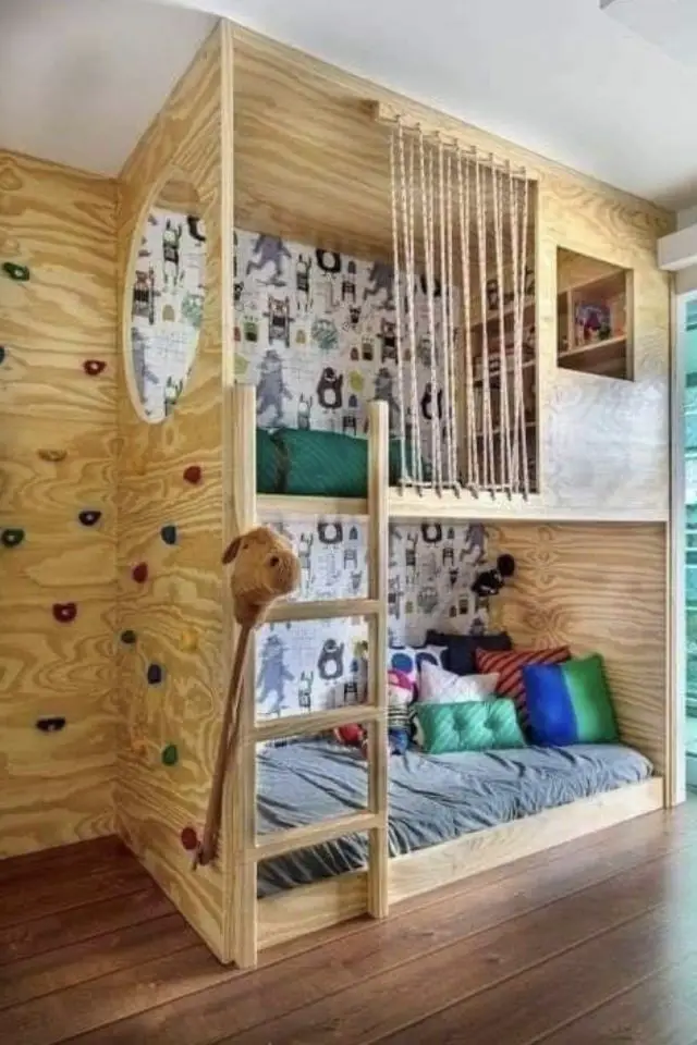 exemple mezzanine moderne chambre enfant en bois deux lits chambre double