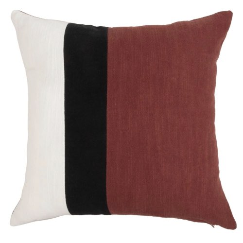 housse de coussin deco pas cher Housse de coussin en coton et ramie imprimé écru, beige et rouge 40x40