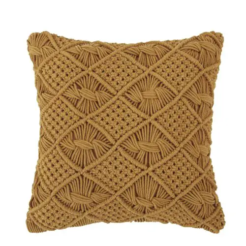 housse de coussin deco pas cher Coussin en coton macramé jaune 45x45