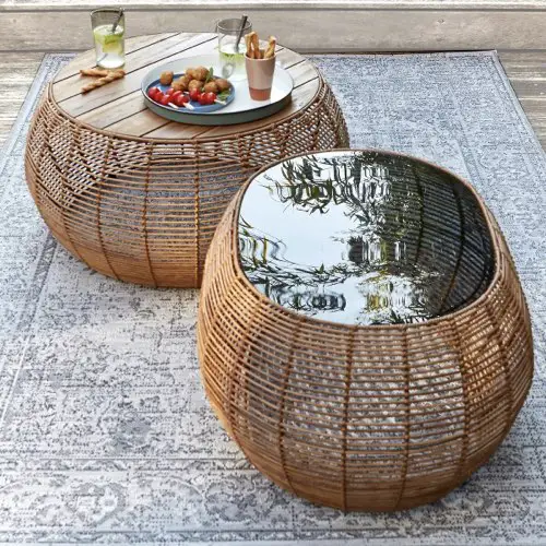 mobilier pratique balcon en longueur Table basse ovale en résine et verre Madalina élégant naturel