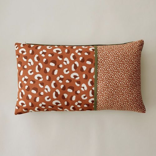 accessoire deco textile salon Housse de coussin rectangulaire imprimé Savana - lot de 2