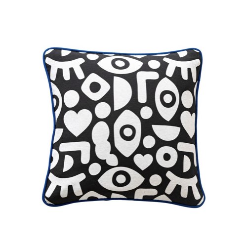 accessoire deco textile salon Housse de coussin imprimée noir/blanc, collection enfant LEM - lot de 2