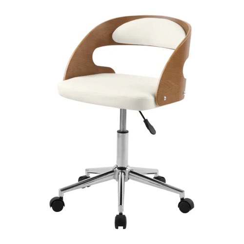 chaise bureau pas cher fauteuil de bureau blanc et bois design épuré arrondi