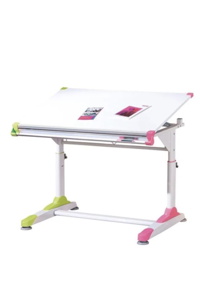 chambre enfant bureau adapte Bureau Inclinable pour enfant en coloris Blanc/Rose-Vert