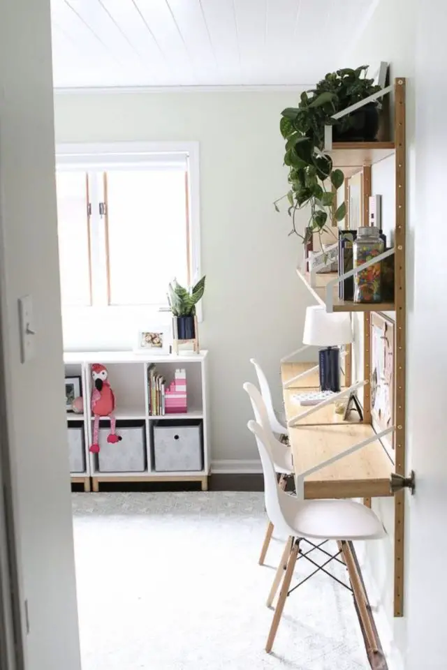 deco chambre enfant petit bureau exemple gain de place rangement mural idée déco