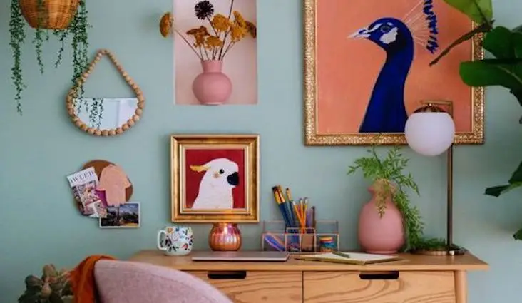 idee deco maison moderne couleur motif mur papier peint bureau