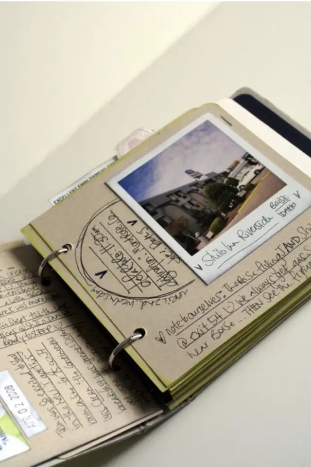 journal de voyage sans dessiner exemple papier kraft tampon polaroid photo