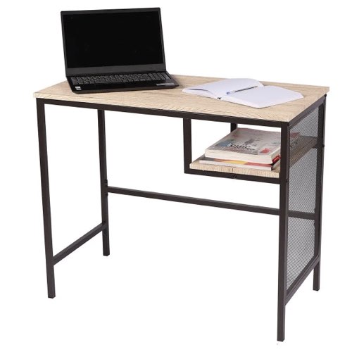 meuble bureau pas cher bonne qualite Bureau industriel avec étagère bois et métal simple et élégant