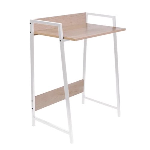 meuble bureau pas cher bonne qualite Bureau en bois et métal blanc simple gain de place petit espace