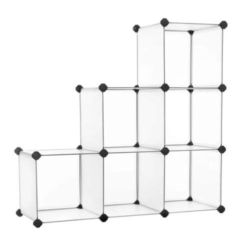 meuble pratique deco sous escaliers Armoire À Chaussure Étagère Escalier Meuble De Rangement Modulable 6 Compartiments Ouverts