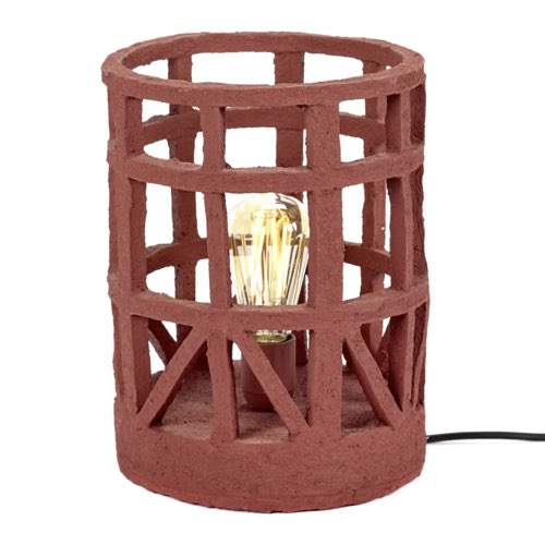 objet decoratif design salon Lampe à poser en papier maché rouge S