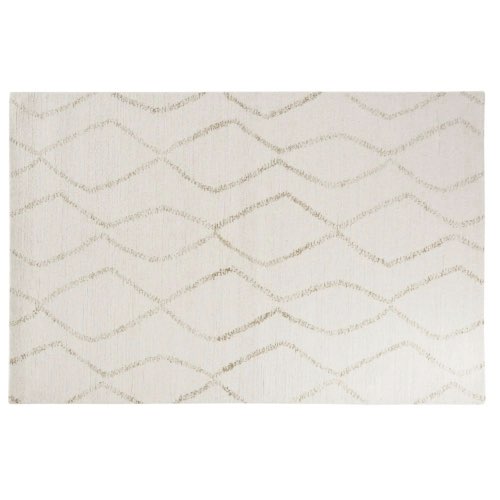 objet decoration salon moderne Tapis en laine, en coton et en jute blanc et beige, 140x200