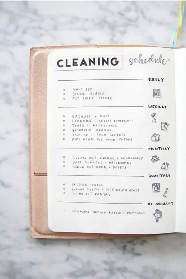 organisation bujo quotidien charge mentale programme ménage nettoyage de la maison style minimaliste