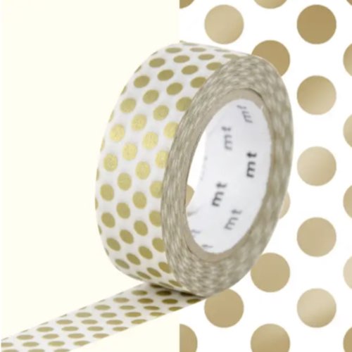 ou acheter masking tape decoration Masking tape motif pois or 15mmx7m