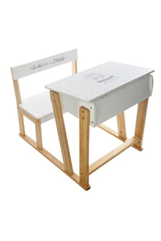 ou acheter petit bureau enfant Bureau enfant pupitre en pin et mdf coloris blanc/naturel - dim : l.58 x l.79 x h.63,5 cm