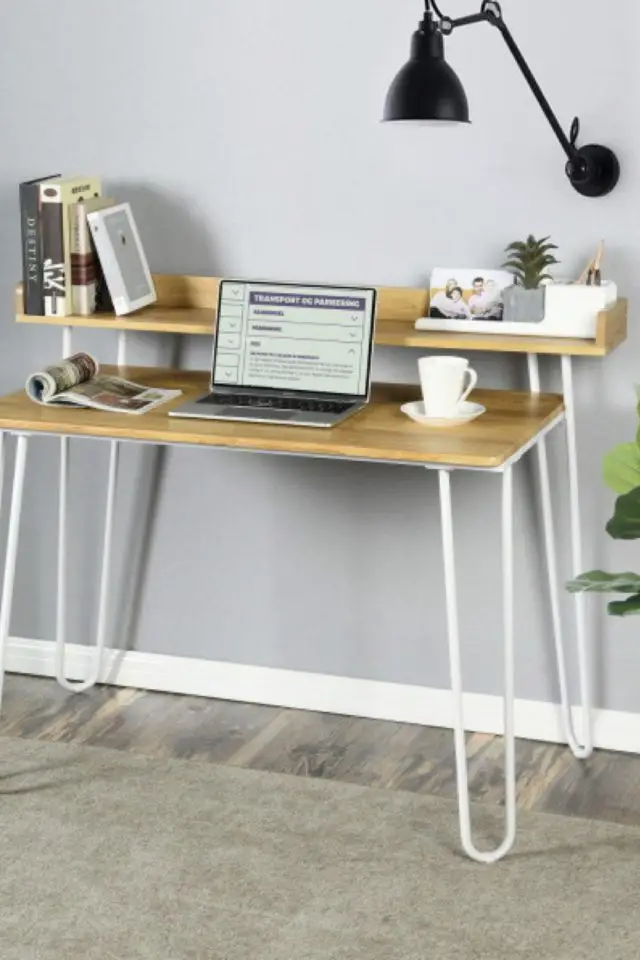 ou acheter petit bureau enfant Bureau Enfant avec Étagère 114 cm Pieds en Métal Blanc et bois clair