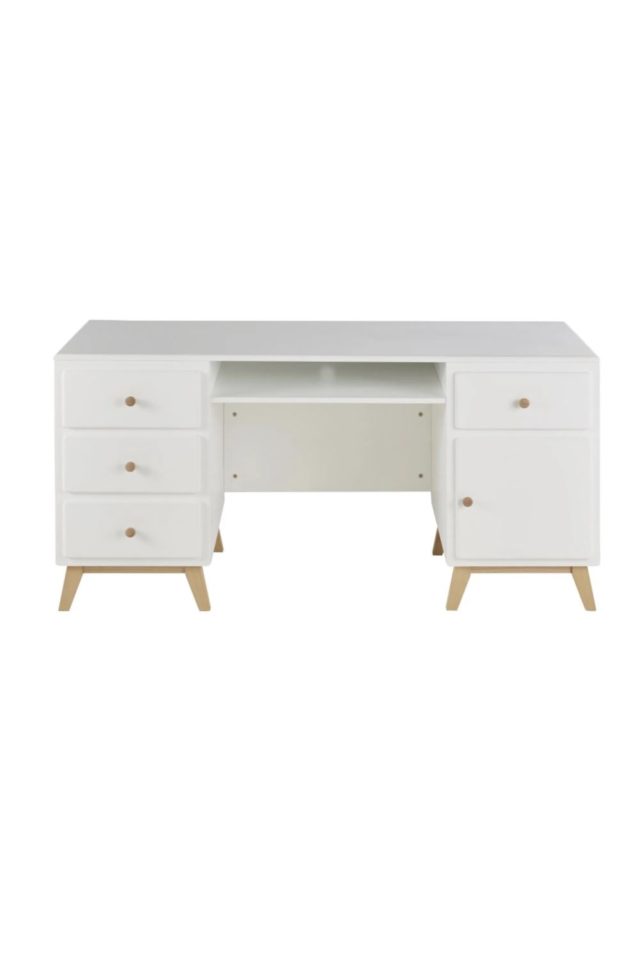 ou trouver bureau enfant deco Bureau 4 tiroirs 1 porte 1 niche blanc fille adolescente pratique rangement école