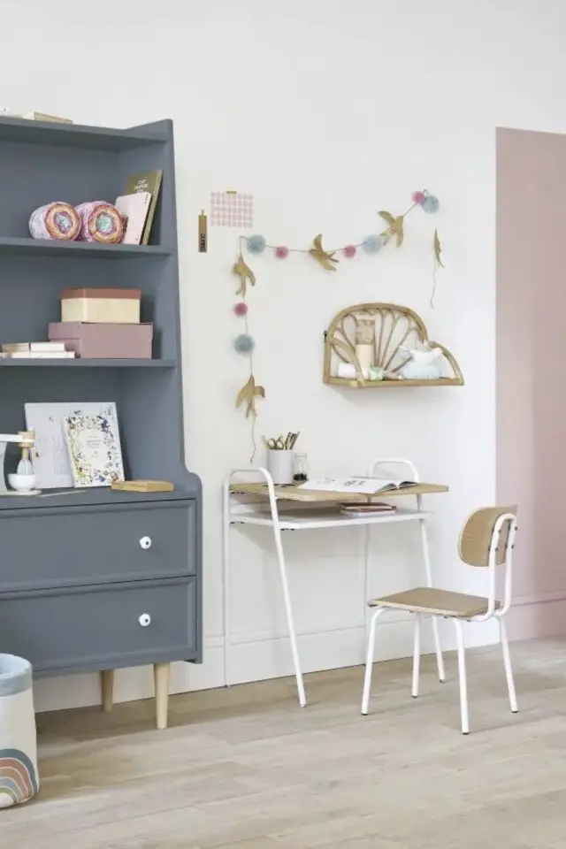 ou trouver bureau enfant deco Bureau enfant imitation bois et métal blanc petite chambre mixte garçon et fille