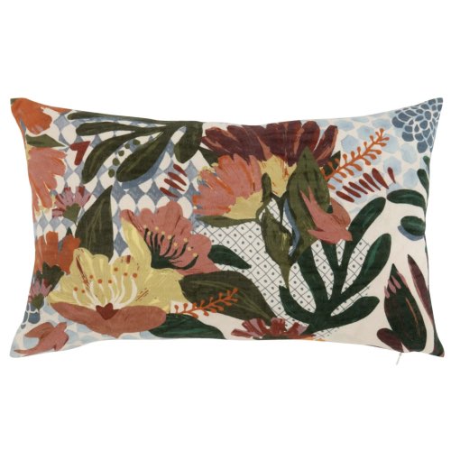salon objet deco moderne Housse de coussin en coton multicolore, 30x50 motif floral