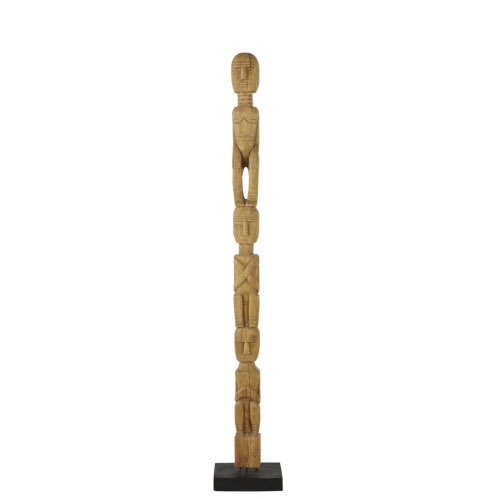 salon objet deco moderne Totem en bois de teck marron et noir H170