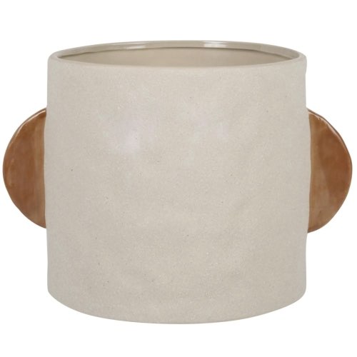 cache pot deco cuisine exemple Cache-pot oreilles en terre cuite beige et moka H14