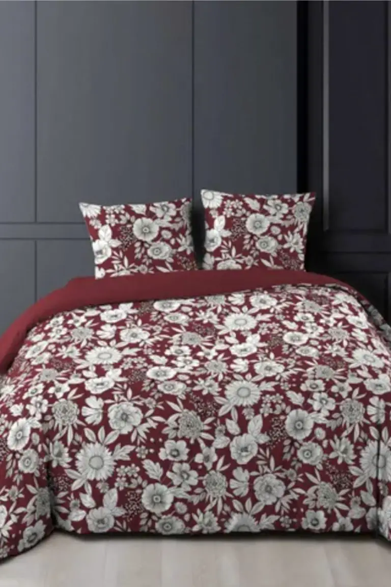 vente unique Parure de lit 2 personnes 240x220 cm satin de coton imprimé Black F