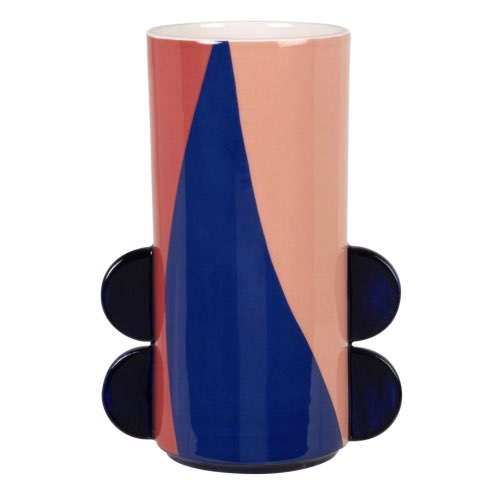 ou trouver deco salon eclectique Vase Marsha Maisons du Monde X Sakina M’Sa en faïence rose, bleue et corail H22