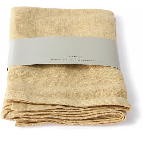 ou trouver linge de maison design moderne Set de 2 serviettes de table en lin jaune doux (45X45) HKliving