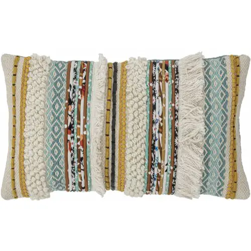 ou trouver linge de maison design moderne Coussin Fera jaune en coton - Bloomingville boho chic rectangulaire