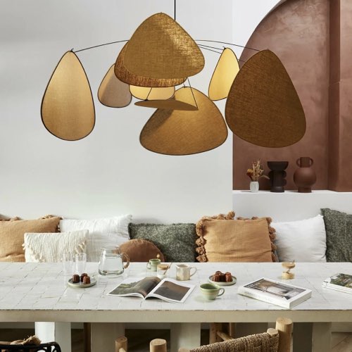 ou trouver luminaire design tendance Suspension en lin curry et noire Screen - The Cool Republic x Market Set moderne coloré