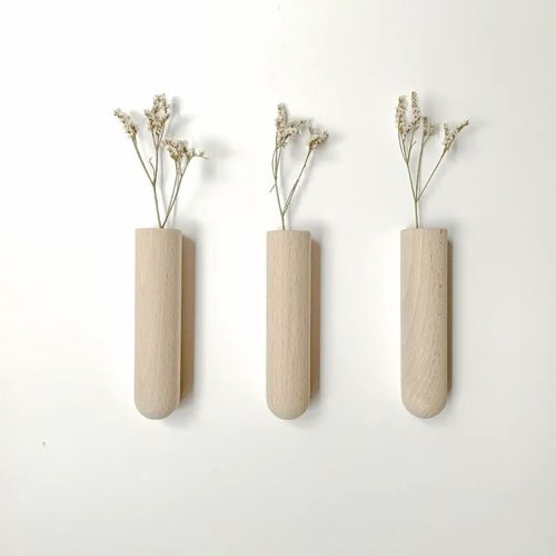 ou trouver objet decoratif a poser Lot de 3 soliflores muraux en bois de hêtre - an°so épuré moderne