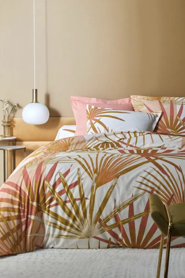 ou trouver parure de lit automne Linge de lit Palme en coton à motifs feuilles de palmes