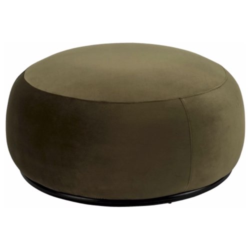 accessoire deco design couleur kaki Pouf large vert kaki Bonbon rond velours