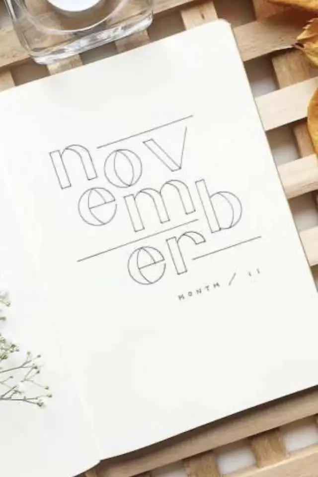bullet journal page de garde novembre lettrage minimaliste exemple