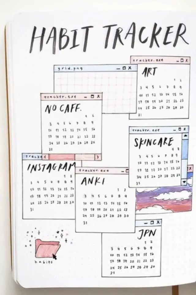 bullet journal trackers a copier 4 habitudes bien être loisir créatif