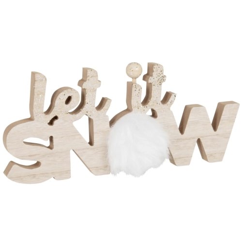 deco a poser noel moderne Mot "Let it snow" à poser blanc et beige - Lot de 2