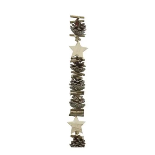 ou acheter deco sapin scandi tendance Guirlande pomme de pin- étoile-branche de bouleau avec paillettes