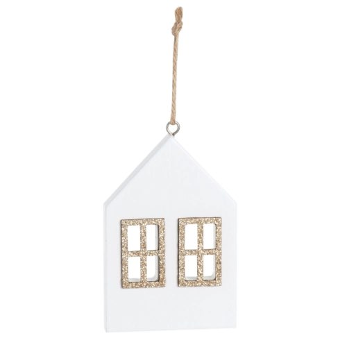 ou trouver deco noel scandi moderne Pendentif maisonnette blanche et dorée - Lot de 6