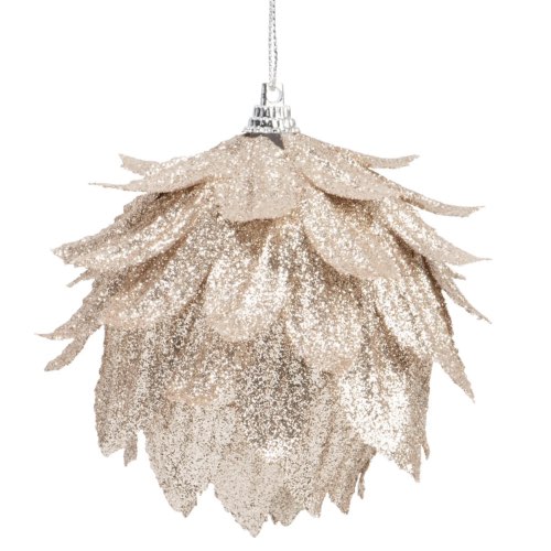 ou trouver deco noel scandi moderne Boule de Noël écailles à paillettes beige doré - Lot de 12