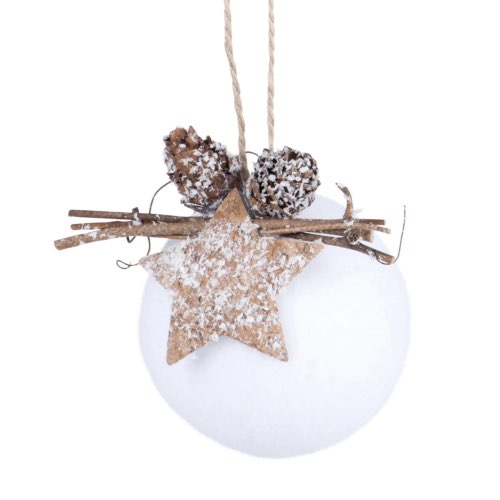 ou trouver deco noel scandi moderne Boule de Noël blanche et marron - Lot de 12