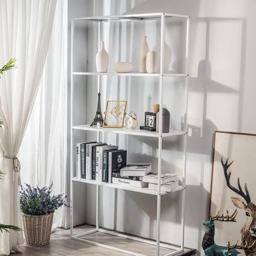 ou trouver petite bibliotheque deco Etagère style industriel de 4 niveaux en métal blanc