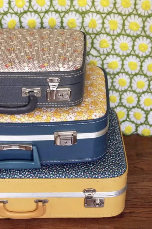 recycler valise ancienne exemple rangement en plus chambre à coucher décoration brocante