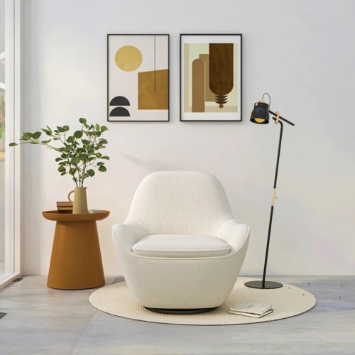 touche artistique deco interieur idees Fauteuil design en tissu bouclette beige