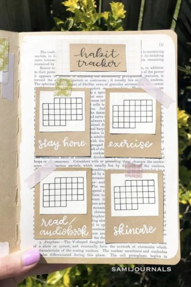 trackers habitudes a copier bujo exemple mix avec du scrapbooking collage facile à faire