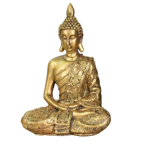 cadeau objet deco pas cher Statuette décoration Sanci en résine - H18cm Bouddha doré