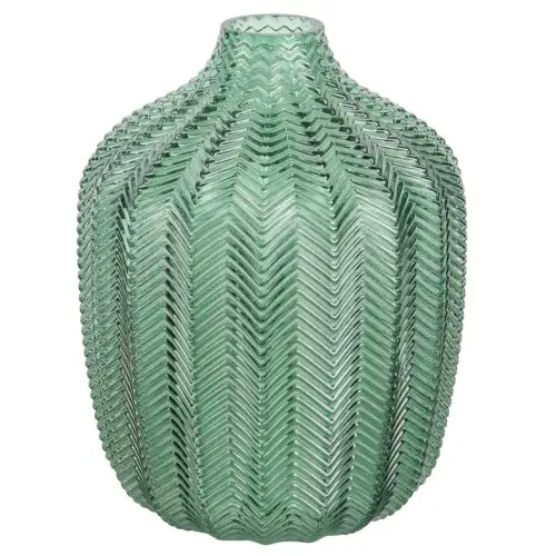 cadeau objet deco pas cher Vase en verre teinté vert H18