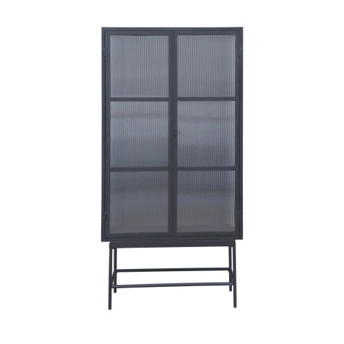 deco en verre maisons du monde Vaisselier en verre strié et métal H170cm noir