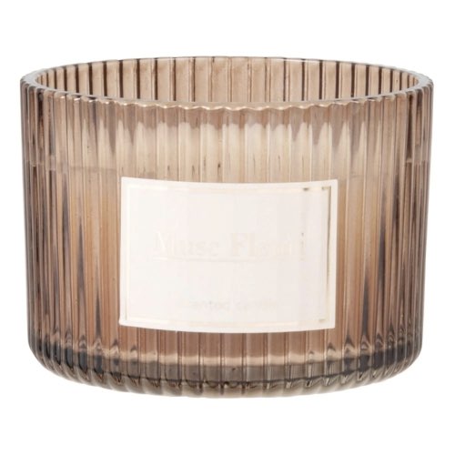 deco en verre maisons du monde Bougie parfumée en verre strié rose 350g